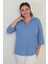 Polo Yaka Çeyrek Kol Büyük Beden Bluz 1