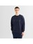 Erkek Lacivert Relaxed Fit Bisiklet Yaka Logolu Sweatshirt 1