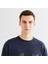 Erkek Lacivert Relaxed Fit Bisiklet Yaka Logolu Sweatshirt 4