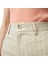 Kadın Bej Relaxed Fit Çizgili Şort 5