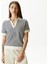 Kadın Lacivert Slim Fit Çizgili Polo Yaka T-Shirt 1
