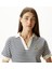 Kadın Lacivert Slim Fit Çizgili Polo Yaka T-Shirt 4