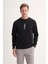 Bisiklet Yaka Siyah Erkek Sweatshirt 54185 1