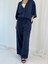 Tasarım Şort Astarlı Bol Pantolon Kadın Koyu Lacivert 3