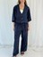 Tasarım Şort Astarlı Bol Pantolon Kadın Koyu Lacivert 4