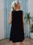 Kadın Sıfır Kol Şerit Detaylı V Yaka Viskon Elbise 2xl-3xl-Siyah 4