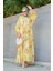 Etnik Desen Yarım Patlı Yazlık Elbise-Sarı 1