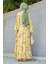 Etnik Desen Yarım Patlı Yazlık Elbise-Sarı 3
