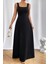 Kadın Askılı U Yaka Janjan Krep Elbise 2xl-3xl-Siyah 2
