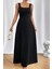 Kadın Askılı U Yaka Janjan Krep Elbise 2xl-3xl-Siyah 4