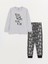 Lcw Kids Gri Bisiklet Yaka Baskılı Uzun Kollu Erkek Çocuk Pijama Takımı 1