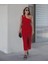 Kadın Kolsuz Tek Omuz Damla Detay Janjan Krep Elbise S-M-Kırmızı 1