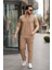 Erkek Yakalı Fermuarlı T-Shirt Pantolon Ikili Rahat Takım 1