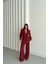 Modal 4 Düğme Astarsız Ceket - Pantolon Takım - Bordo 1