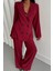 Modal 4 Düğme Astarsız Ceket - Pantolon Takım - Bordo 3