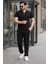 Erkek Yakalı Fermuarlı T-Shirt Pantolon Ikili Rahat Takım 1