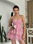 Flora Ip Askılı Elbise L-Gul Desen Pembe 4