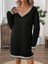 Kadın Uzun Kollu V Yakalı Şerit Detaylı Kısa Viskon Iki Iplik Elbise 2xl-3xl-Siyah 5