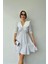 Beyaz Puantiyeli Önlük Yaka Elbise S-Beyaz 1