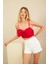 Kadın Kırmızı Fiyonklu Crop Bluz KED0089 3