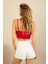 Kadın Kırmızı Fiyonklu Crop Bluz KED0089 4