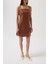 Ip Askılı Yırtmaç Detay Keten Mini Elbise Xs-Kahverengi 4