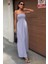 Göğsü Gipeli Straplez Elbise 2878 S-Gri̇ 5