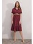 2292 Kemerli Elbise - Bordo 38-Bordo 1