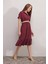 2292 Kemerli Elbise - Bordo 38-Bordo 2