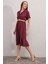 2292 Kemerli Elbise - Bordo 42-Bordo 3
