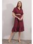 2292 Kemerli Elbise - Bordo 42-Bordo 4