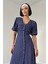 Lacivert Arka ve Bel Ucu Gipeli Elbise S-Lacivert 2