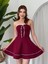 Yuna Straplez Elbise M-Bordo 3
