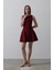 Fiyonk Detay Sıfır Kollu Mini Elbise - Bordo S-Bordo 2