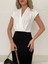 Kadın Kısa Kollu Kruvaze Yaka Krep Elbise (Kemersiz) Beyaz-2xl-3xl 2
