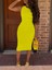 Kadın Bodycon Midi Boy Dalgıç Elbise L-Xl-Sarı 2