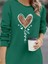 Kadın Uzun Kollu Bisiklet Yaka Kalp Desenli Kısa Viskon Elbise 2xl-3xl-Yeşil 2