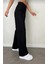 Elliy Simsiyah Likralı Süper Yüksek Bel Salaş Jeans Palazzo Pantolon (Süper Yüksek.) Wide Leg 3