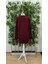 Kadın Uzun Kollu Bisiklet Yaka Ayı Desenli Viskon Iki Iplik Elbise 2xl-3xl-Bordo 5