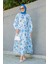 Keny Lotus Çiçekli Yazlık Elbise-Mavi 1