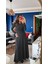 Kadın Krep Kumaş Uzun Kollu Tam Boy Puantiyeli Elbise 132 cm 2xl-3xl-Siyah 2