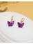 Mor Akrilik Sallantılı Kelebek Küpe 1