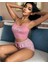 Kadın Pembe Çizgili Desen Askılı Şortlu Pijama Takım 9002 3