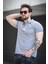 Calep Yakası Şeritli Slim Fit Fermuarlı Polo Yaka Erkek Tshirt 1