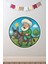Dairesel Dede ve Sevimli Sıpa Okul Posteri Anaokulu Anasınıfı Kreş Çocuk Odası Duvar Sticker 2