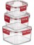 3&amp;#39;lü Pratik Silikon Contalı Sızdırmaz Kapaklı Sağlam Istiflenebilir Saklama Kapları (5047) 2