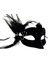 Siyah Renk Yandan Tüylü Süet Kaplama Beyaz Incili Parti Maskesi 18X15 cm (5047) 2
