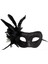 Siyah Renk Metalize Sim Görünümlü Parlak Tüylü Parti Maskesi 22X19 cm (5047) 1