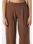 Kadın Lana Keten Pamuk Kahverengi Palazzo Pantolon 3