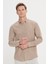 Erkek Vizon Slim Fit Dar Kesim Düğmeli Yaka Keten Görünümlü %100 Pamuk Flamlı Gömlek 2